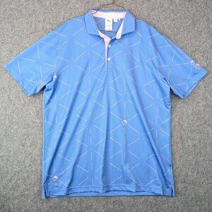 Puma x Arnold Palmer Mens XL Blue Golf Polo Shirt Pink & White Umbrella Print